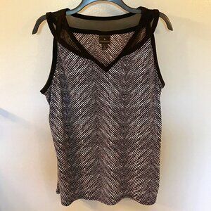 Worthington Womens Top Size Large Multi Color Sleeveless Mesh V Neck NWOT